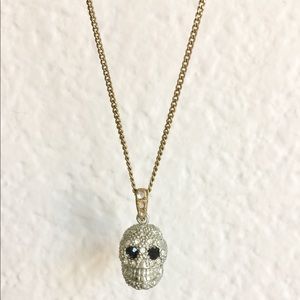 Skull faux diamond necklace BOGO silver gold goth